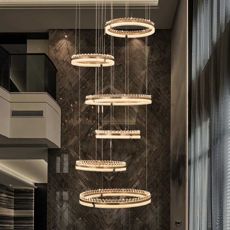 轻奢简约个性创意别墅大厅水晶吊灯自建房水晶大吊灯高档大气奢华