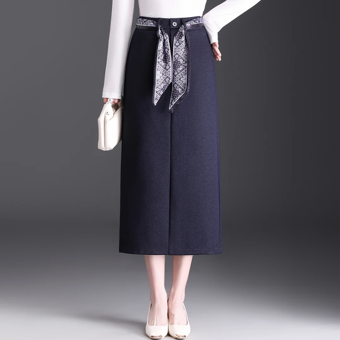 半身裙女秋冬2025秋季新款高级感时尚中长款开叉包臀裙气质一步裙