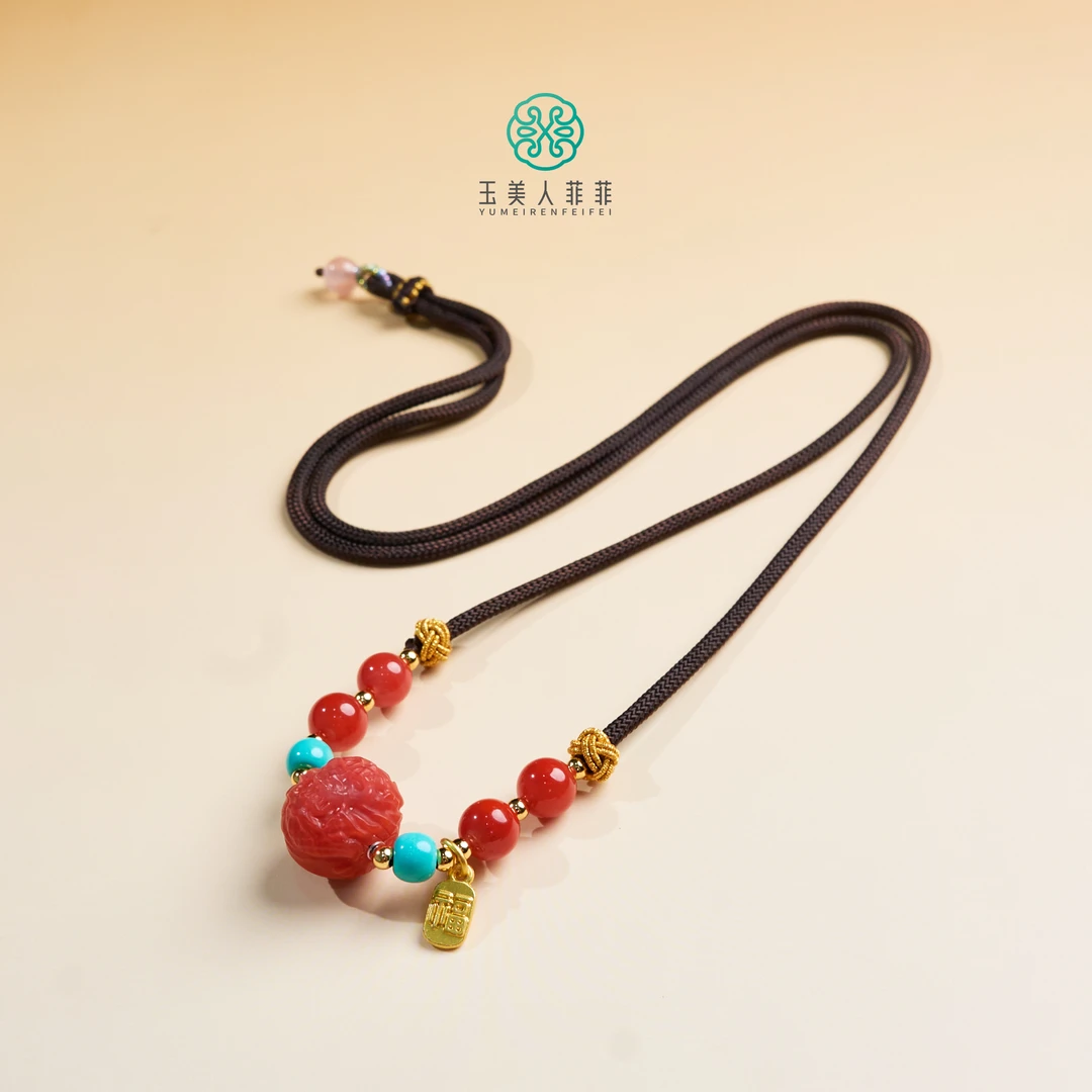 石惑珠宝%南红龙珠项链约13mm+/多样性发一