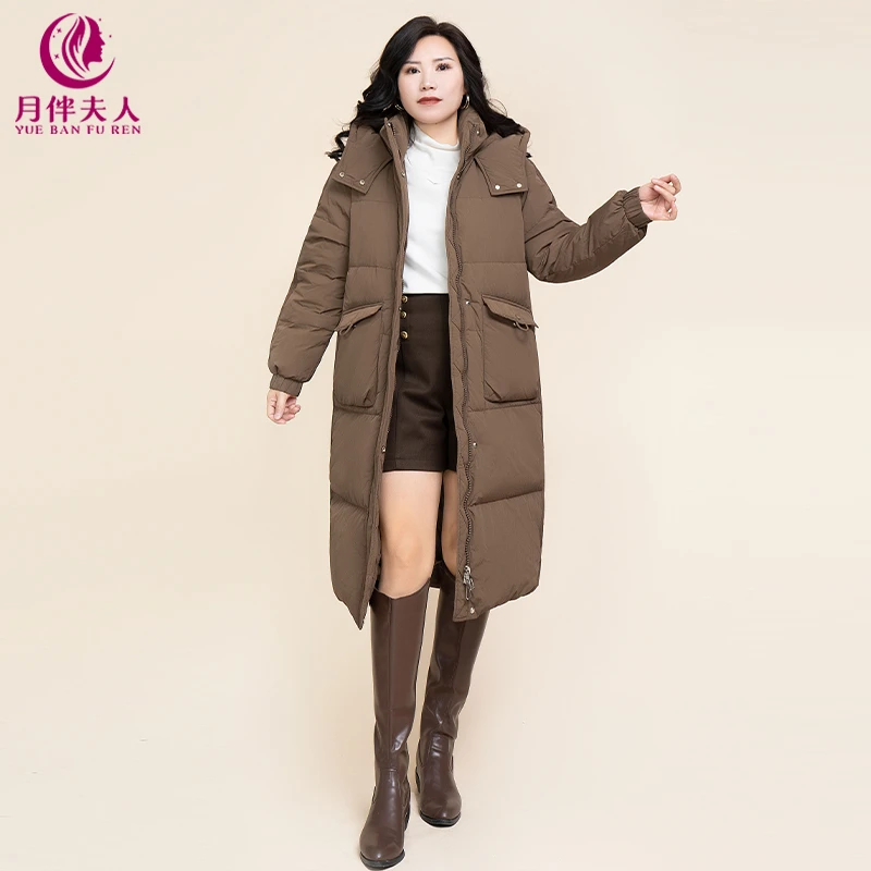 月伴夫人 2024冬季新款大码韩版直筒宽松休闲连帽羽绒外套W8103