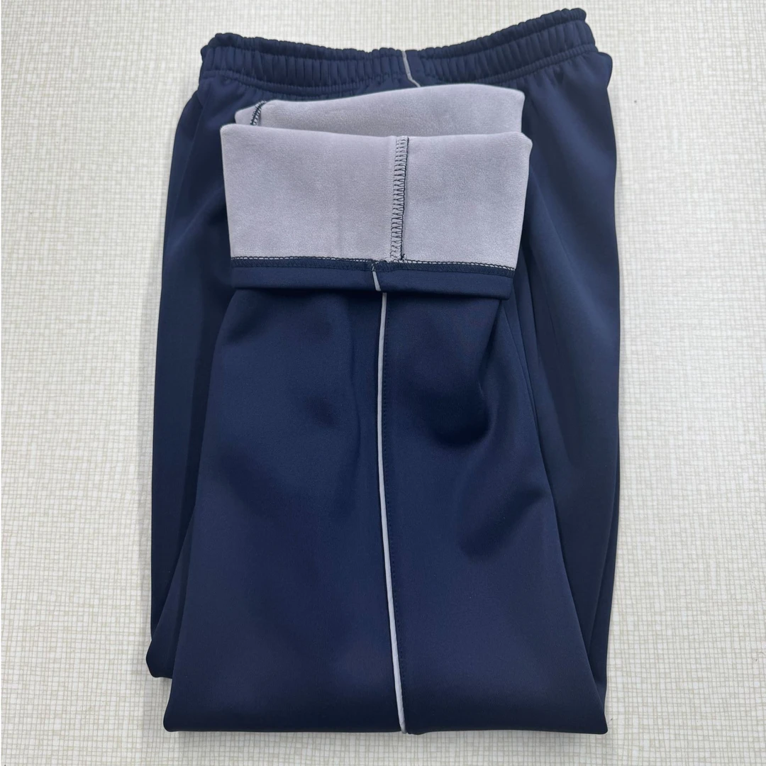 一条反光条加绒加厚藏青色冬季校服裤子