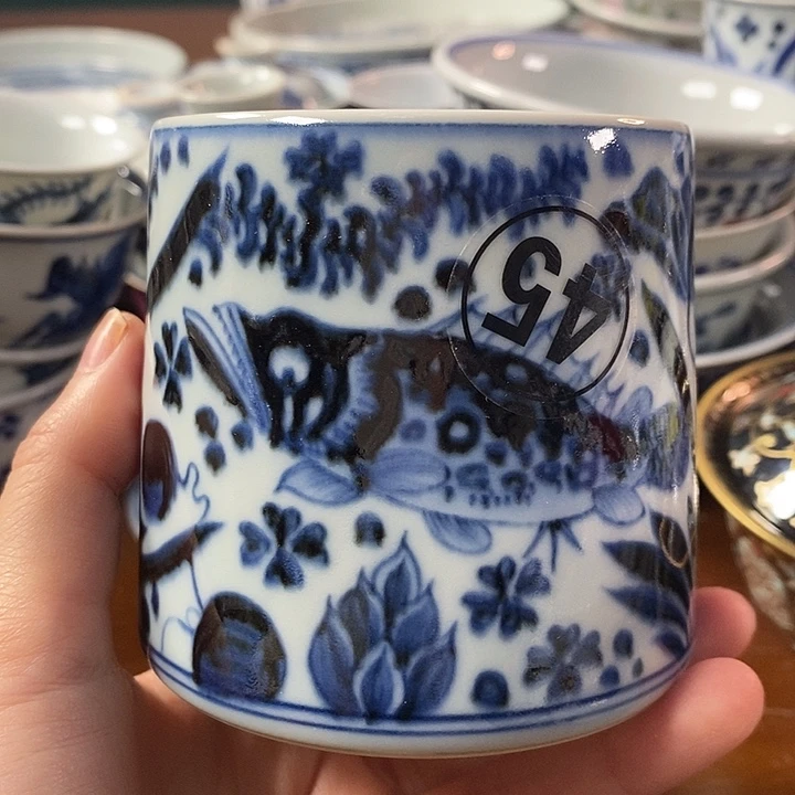 手工手绘青花单杯