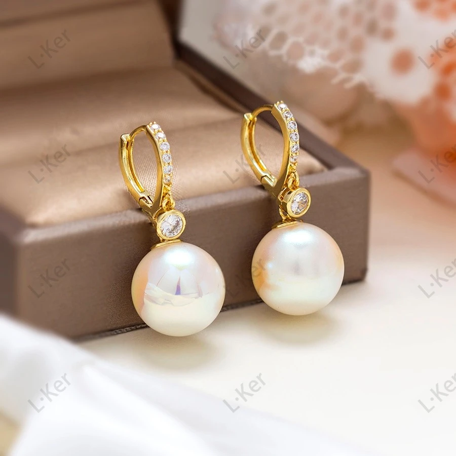 铜合金合成锆石耳饰 炫彩珠珠满钻耳扣优雅气质法式轻奢耳饰1226