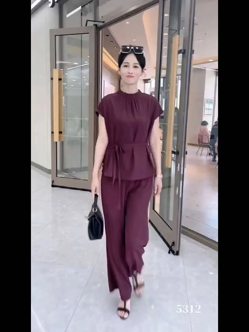 王姐专属-2025夏季新品高端时尚净版气质两件套套装【艾SY-5312】