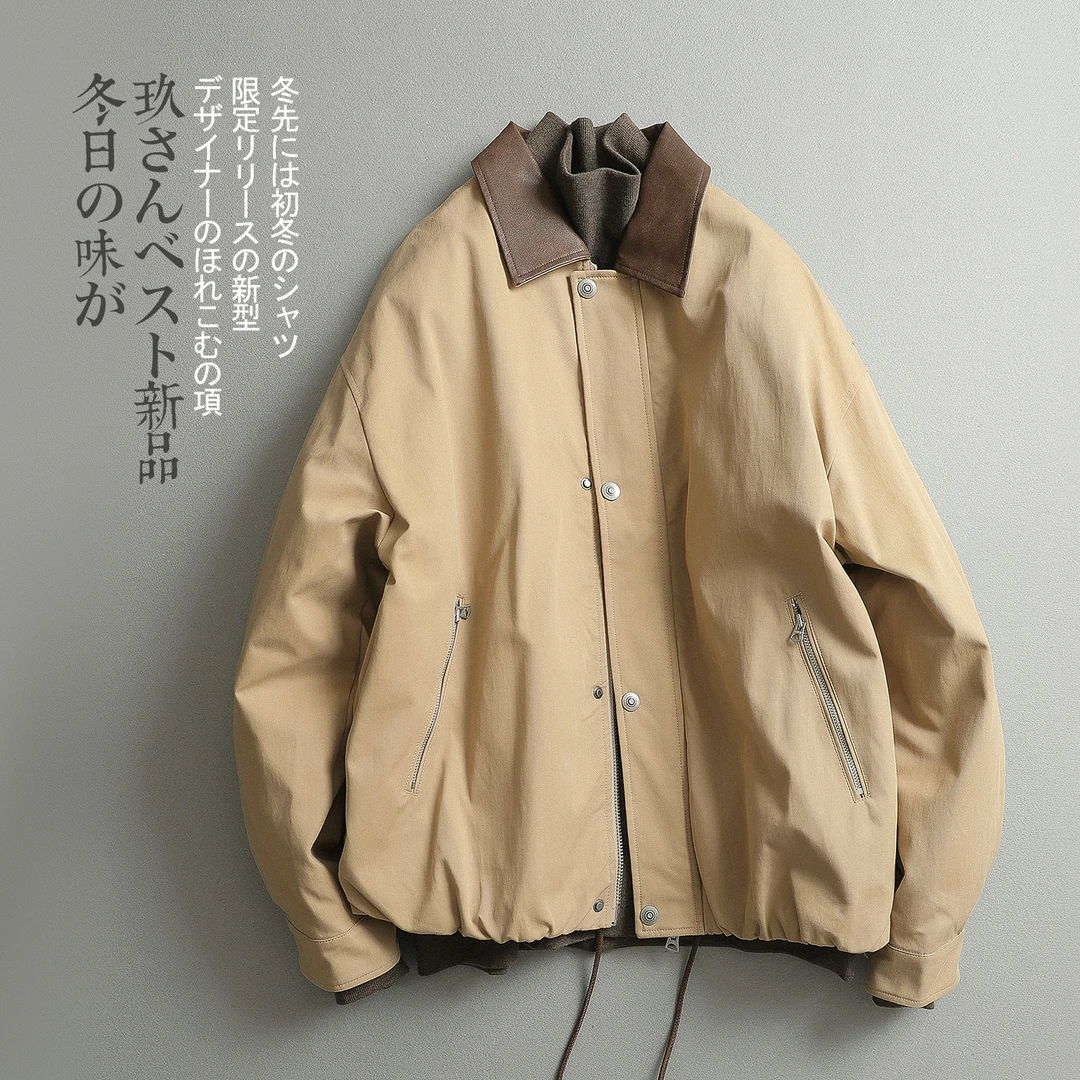 【见川】冬季拼接皮领羽绒服 男