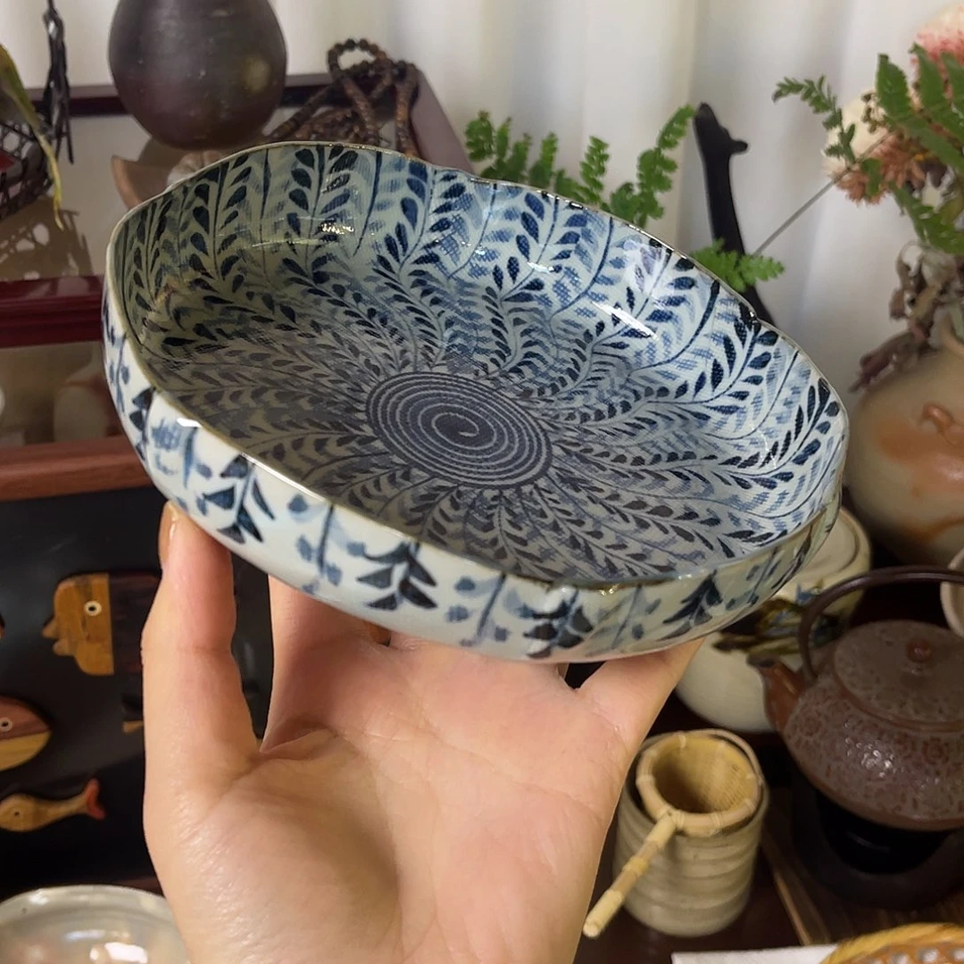 瓷片中岛文山薄胎青花盘子6