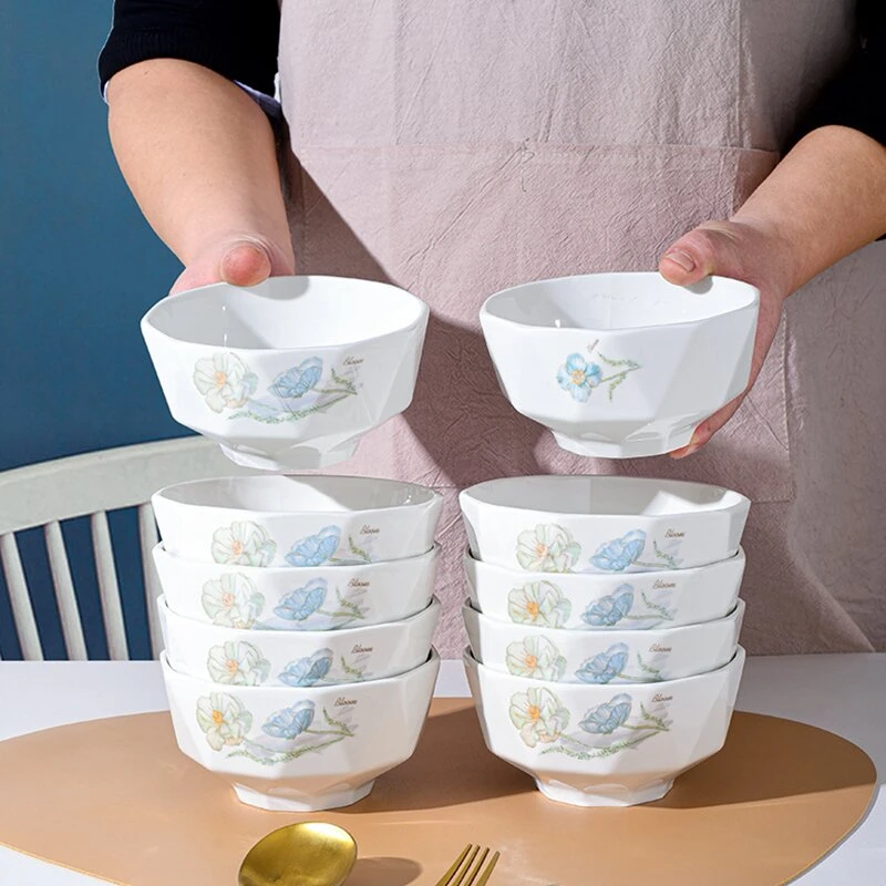 【不含礼盒】爱莲说4.5钻石碗10只装耐高温可微波炉