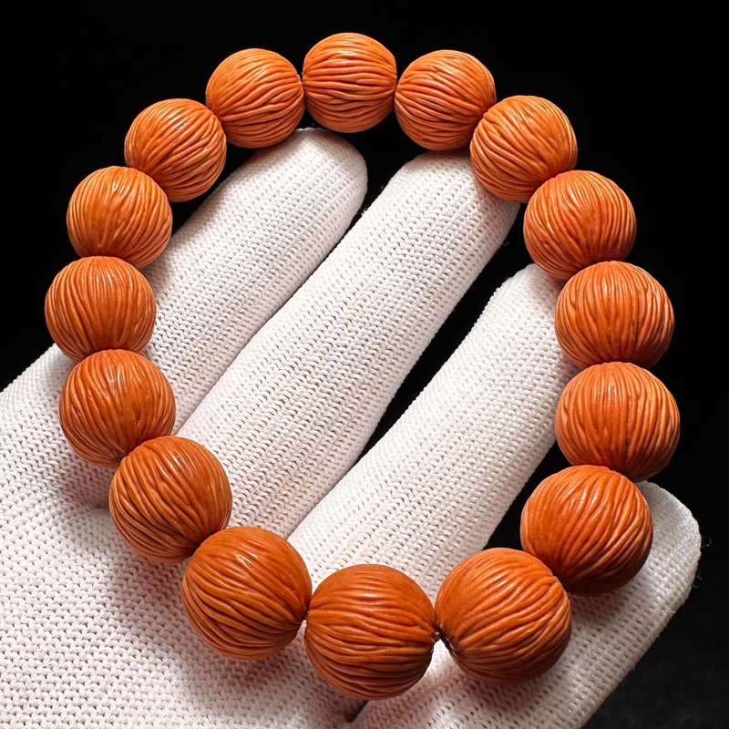 拉丝猴头手串高端文玩男士手链男款盘玩正圆光珠核桃雕刻橄榄核雕