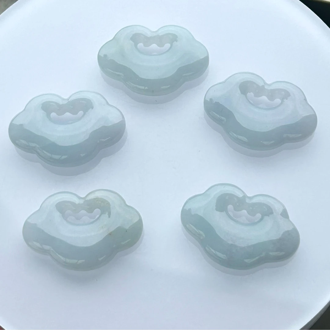 『手镯七仙女』翡翠祥云如意锁/25071905A/多样性发一件  编绳