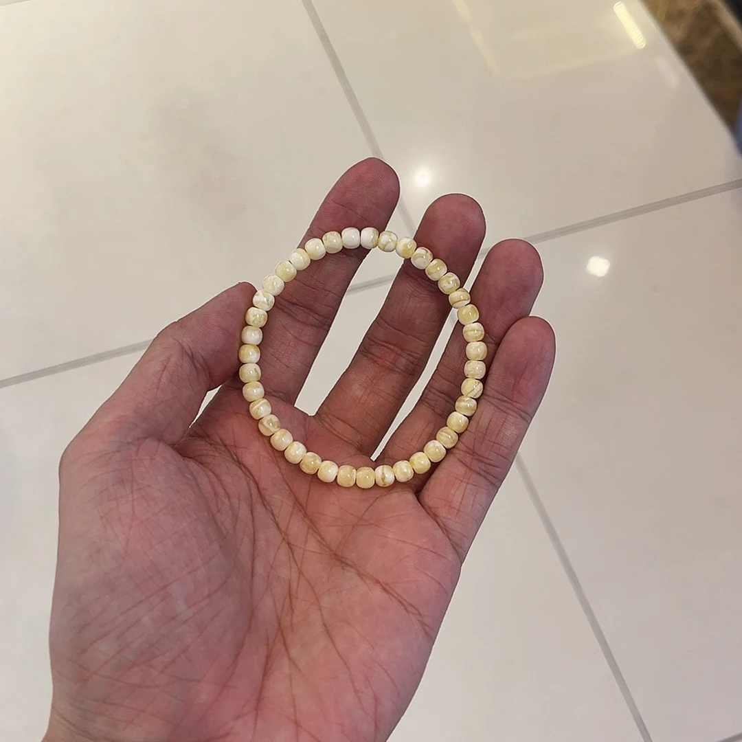 拾***月蜜蜡未镶嵌手链瓷白花5.4mm