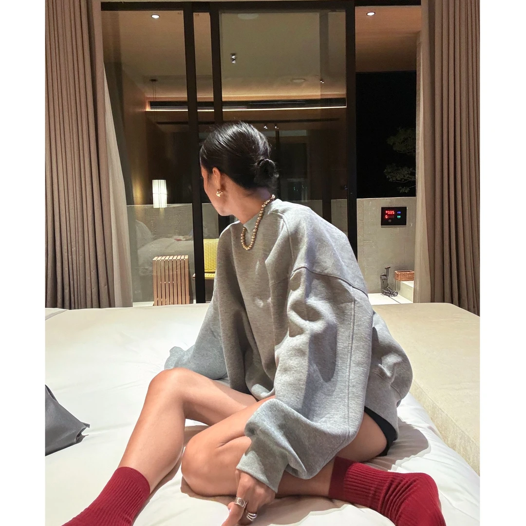 653重磅美式圆领情侣套头复合卫衣秋季运动休闲宽松慵懒时尚长袖