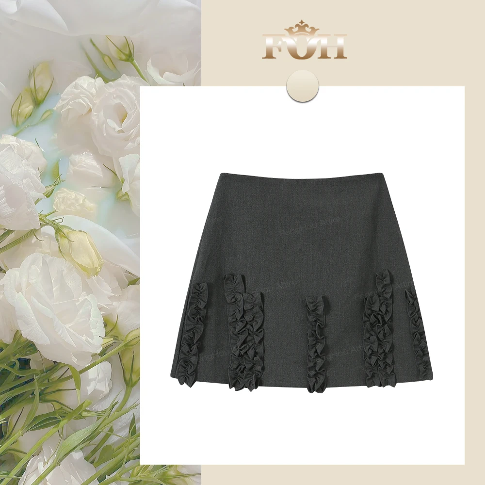 【封后轻奢设计】2025春夏新款甜酷设计褶皱半身裙短裙583108