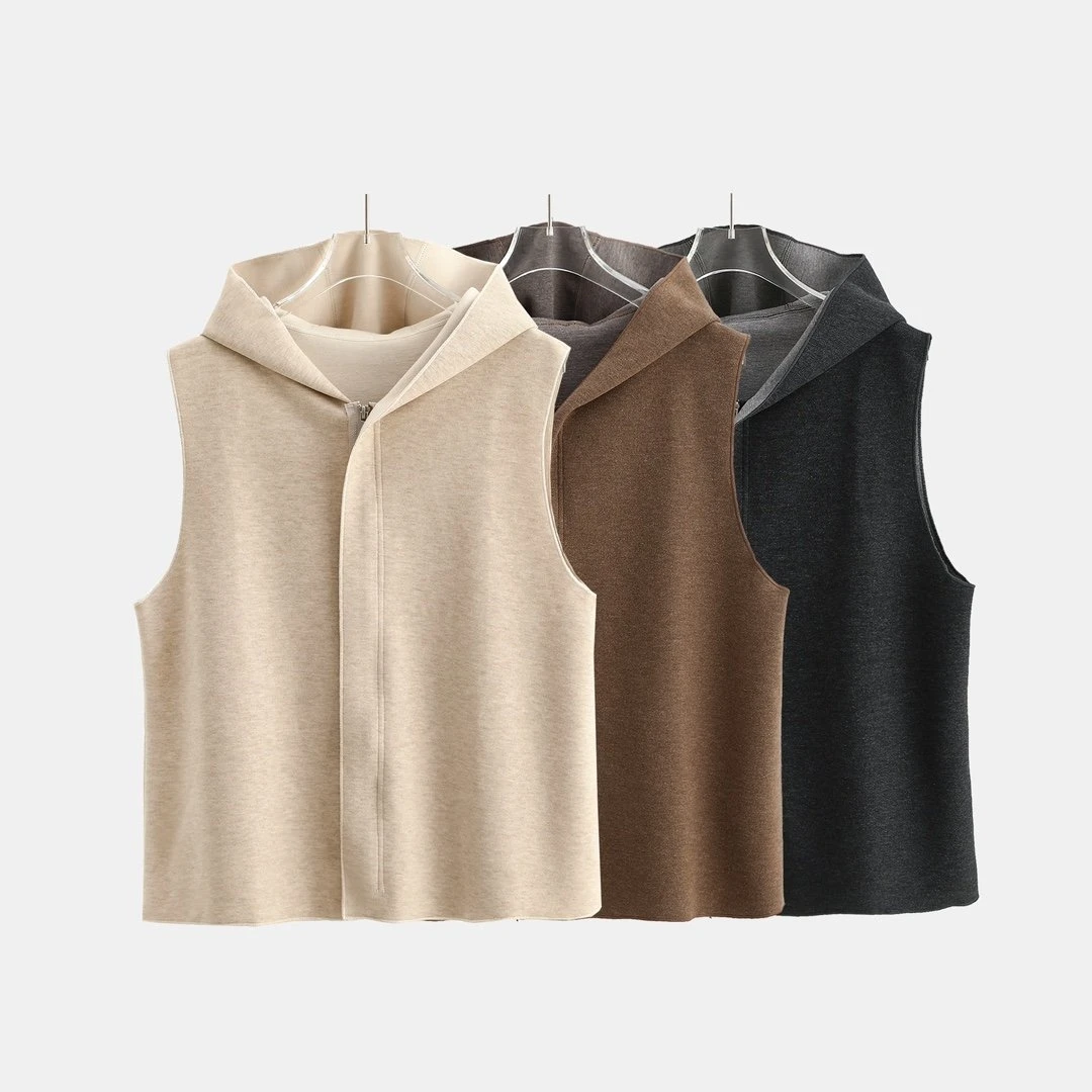 醋酸羊毛连帽马甲百搭时尚外穿无袖2930