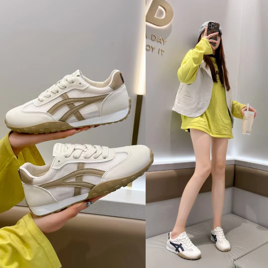 网面透气薄款德训鞋子女2025春夏新款轻便休闲板鞋运动阿甘鞋平底