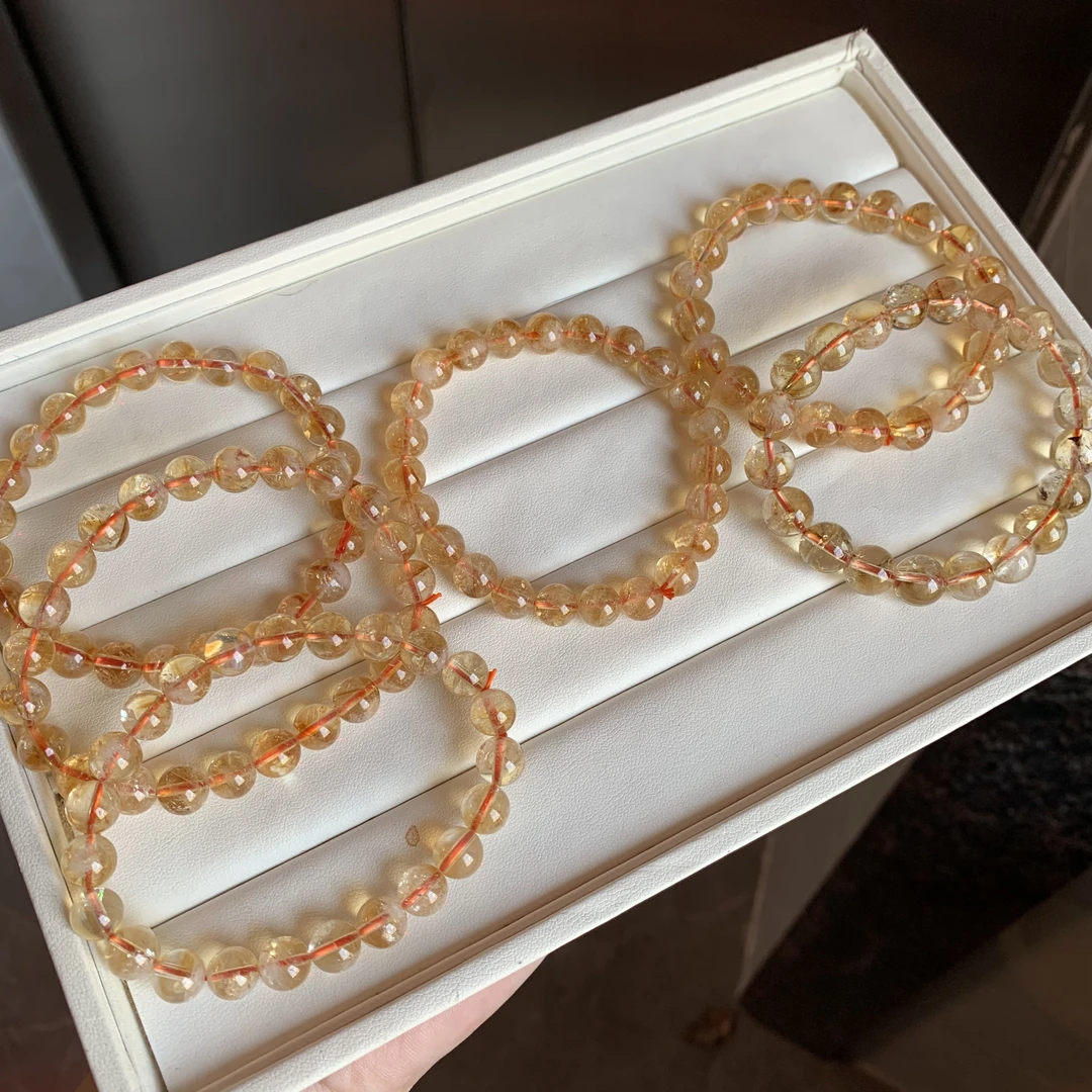 天然巴西透体黄水晶手链-微色差多样性发