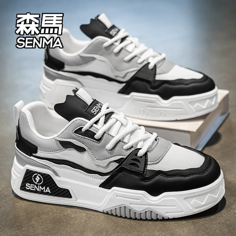 SENMA/森马男鞋冬季透气网面运动休闲设计感板鞋低帮百搭小白鞋子