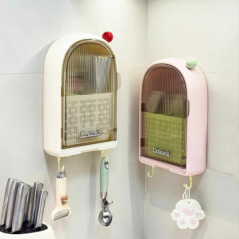 家用防尘筷子筒壁挂式筷篓厨房筷笼筷子置物架高档新款勺子收纳盒