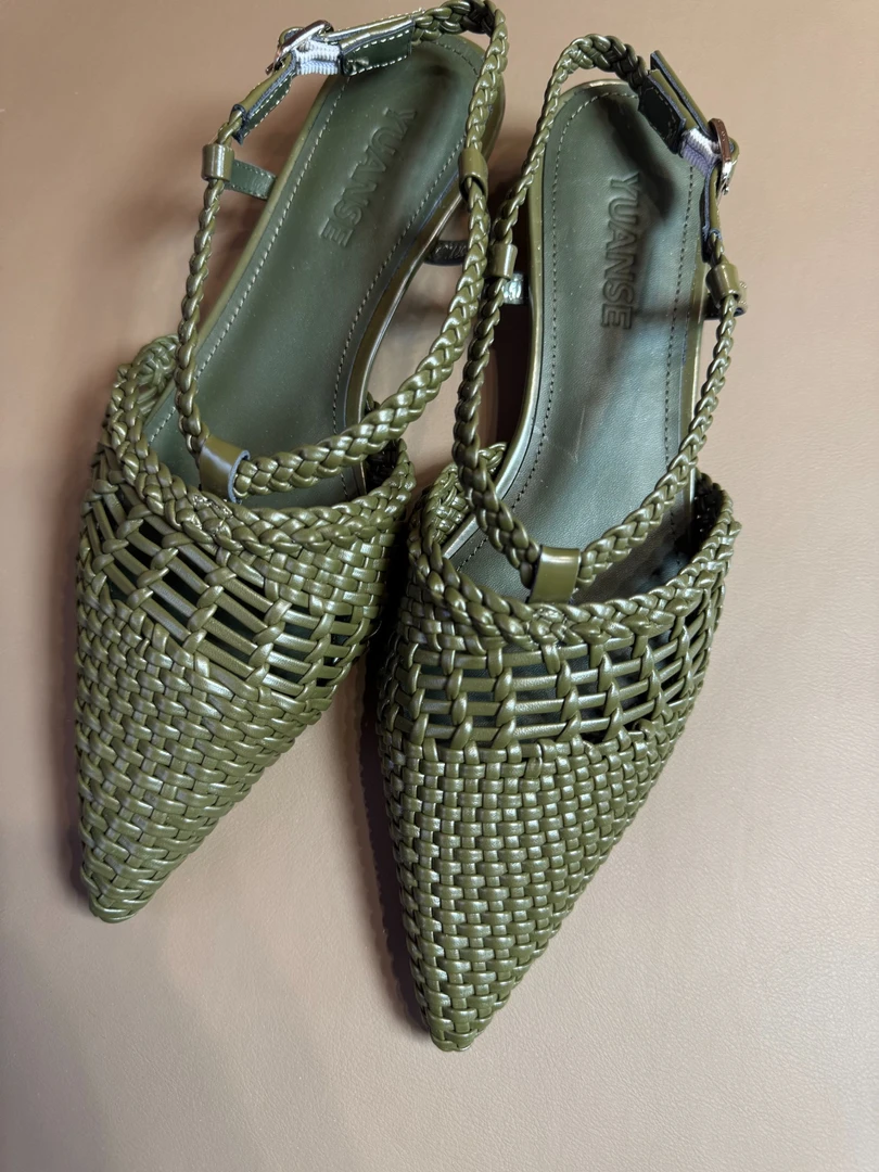 TANTAN 简约包头百搭中跟编制高跟鞋807