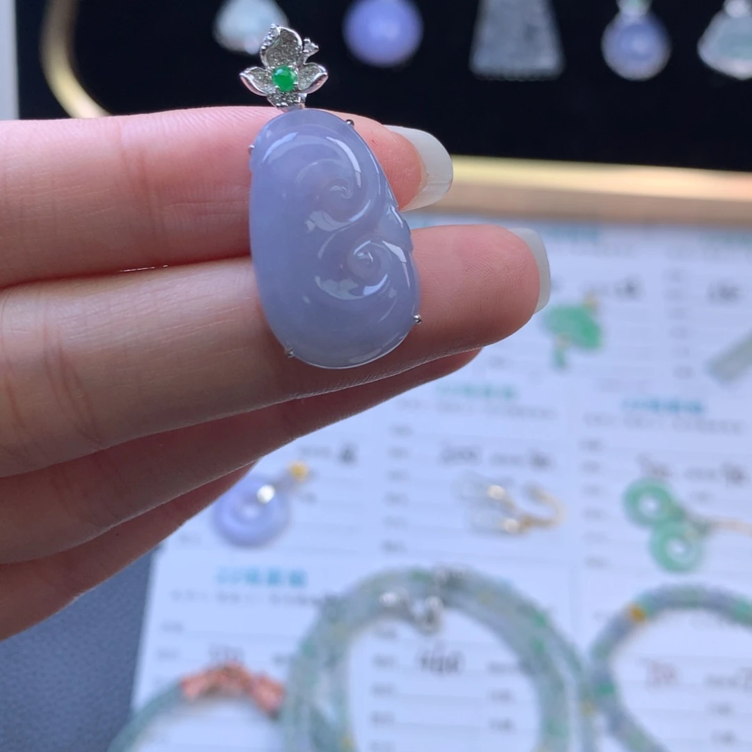 翡翠18K金镶嵌挂件48小时鉴赏期  退货不扣服务费