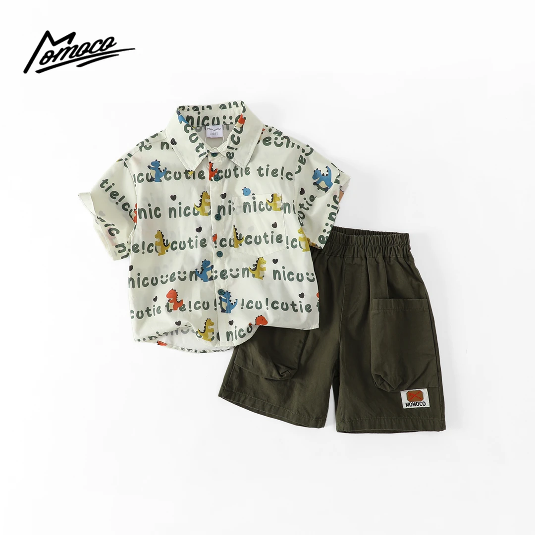 MOMOCO男童夏季新款满印恐龙卡通套装潮流休闲两件套77230578103
