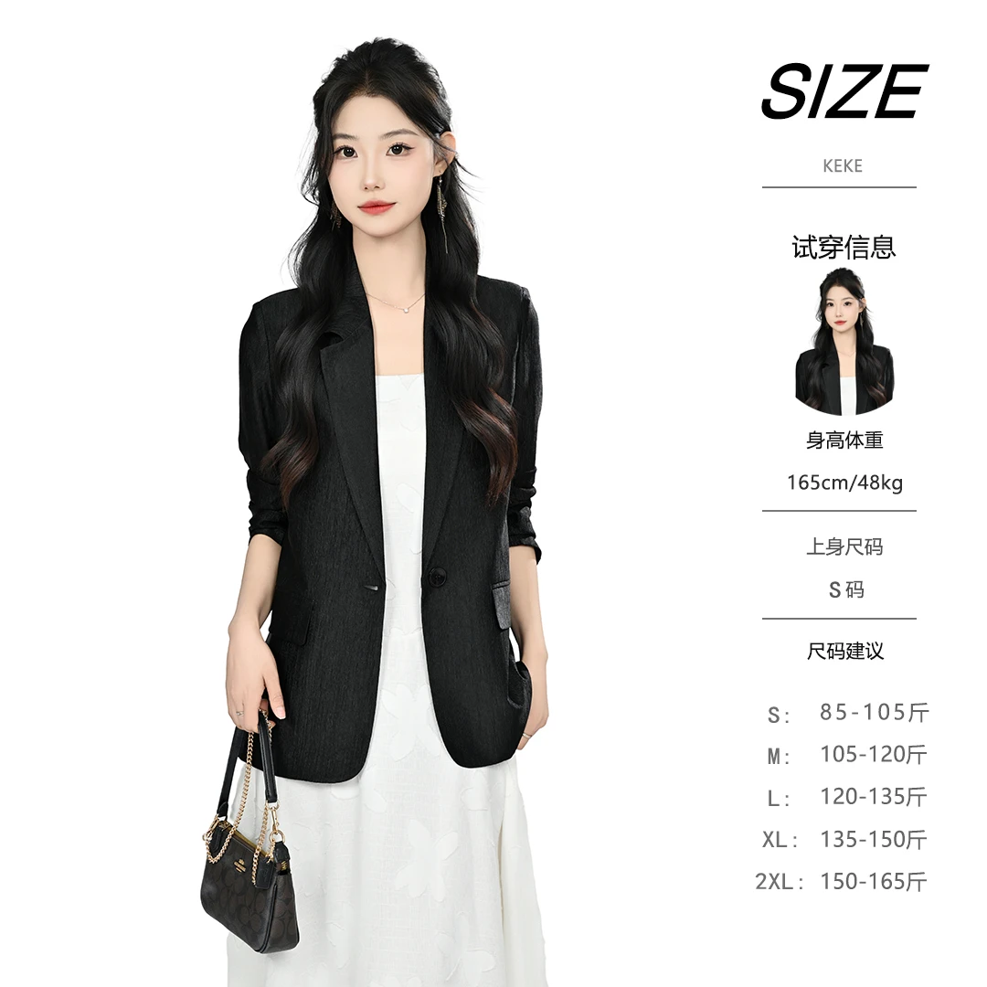 【CD1929】夏季新款女士醋酸西装外套宽松休闲薄款半里衬西服