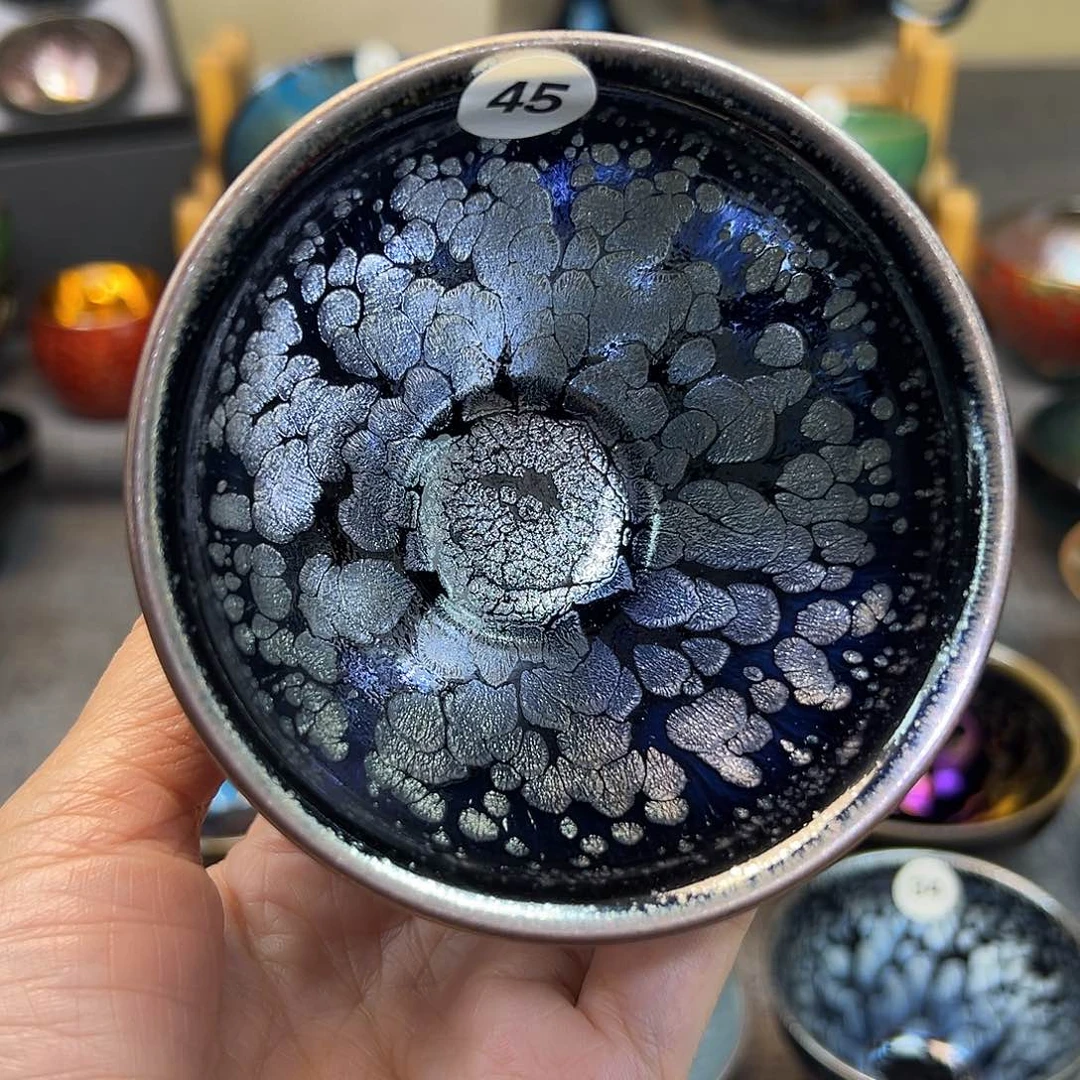 茶盏黑牡丹釉滴束口