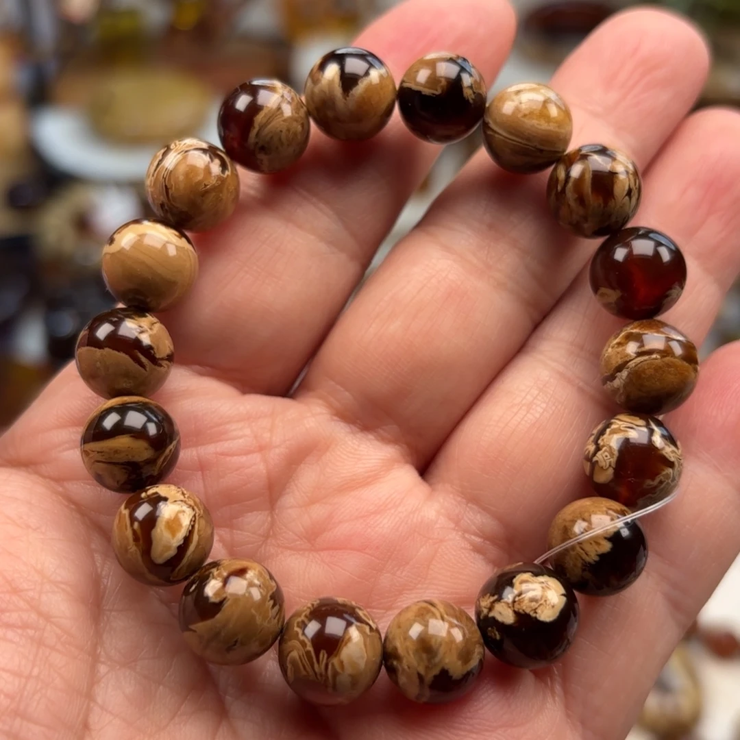 琥珀未镶嵌手链根珀溶洞妖花卡11
