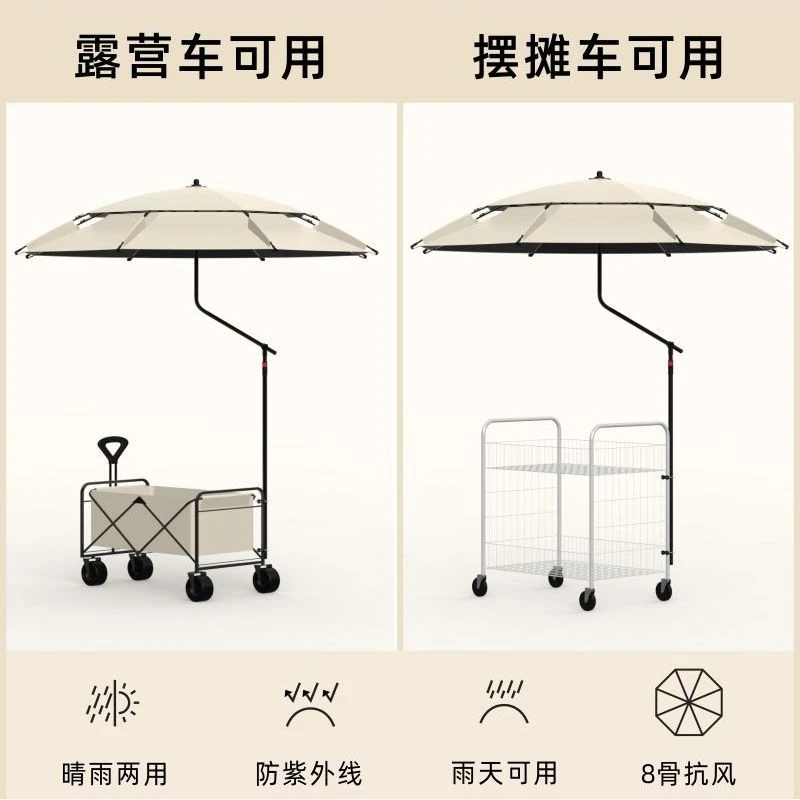 【疆藏包邮】露营车遮阳伞户外露营伞万向黑胶防晒摆摊伞便携商用大