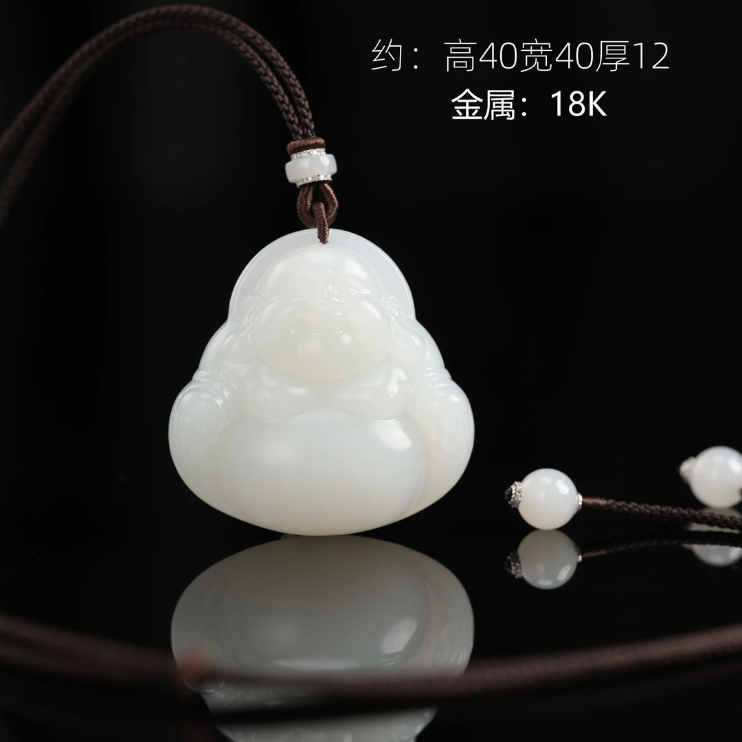 本真 |“编号7900”珍藏级精品和田玉高白顶俄芙蓉种白玉佛公吊坠