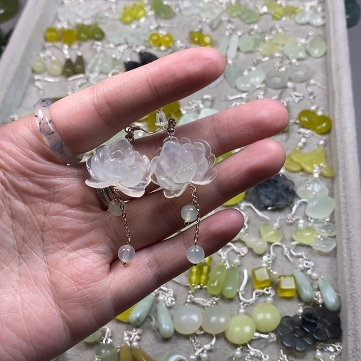 蛇纹石玉未镶嵌挂件耳饰耳环项链