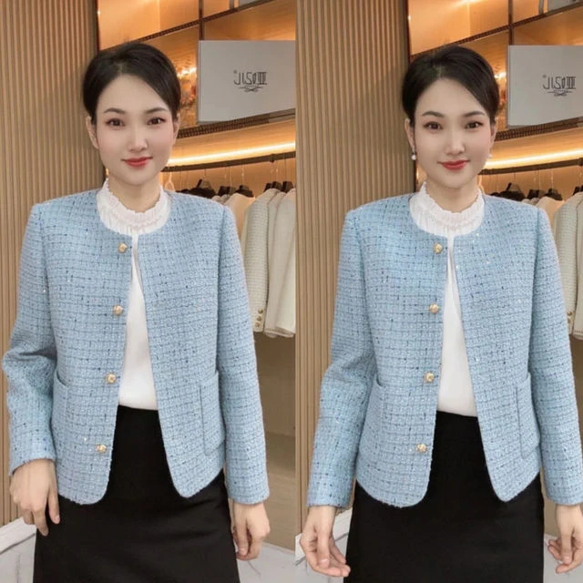 爆款高档妈妈装气质名媛小香风外套女时尚减龄小个子百搭宽松上衣