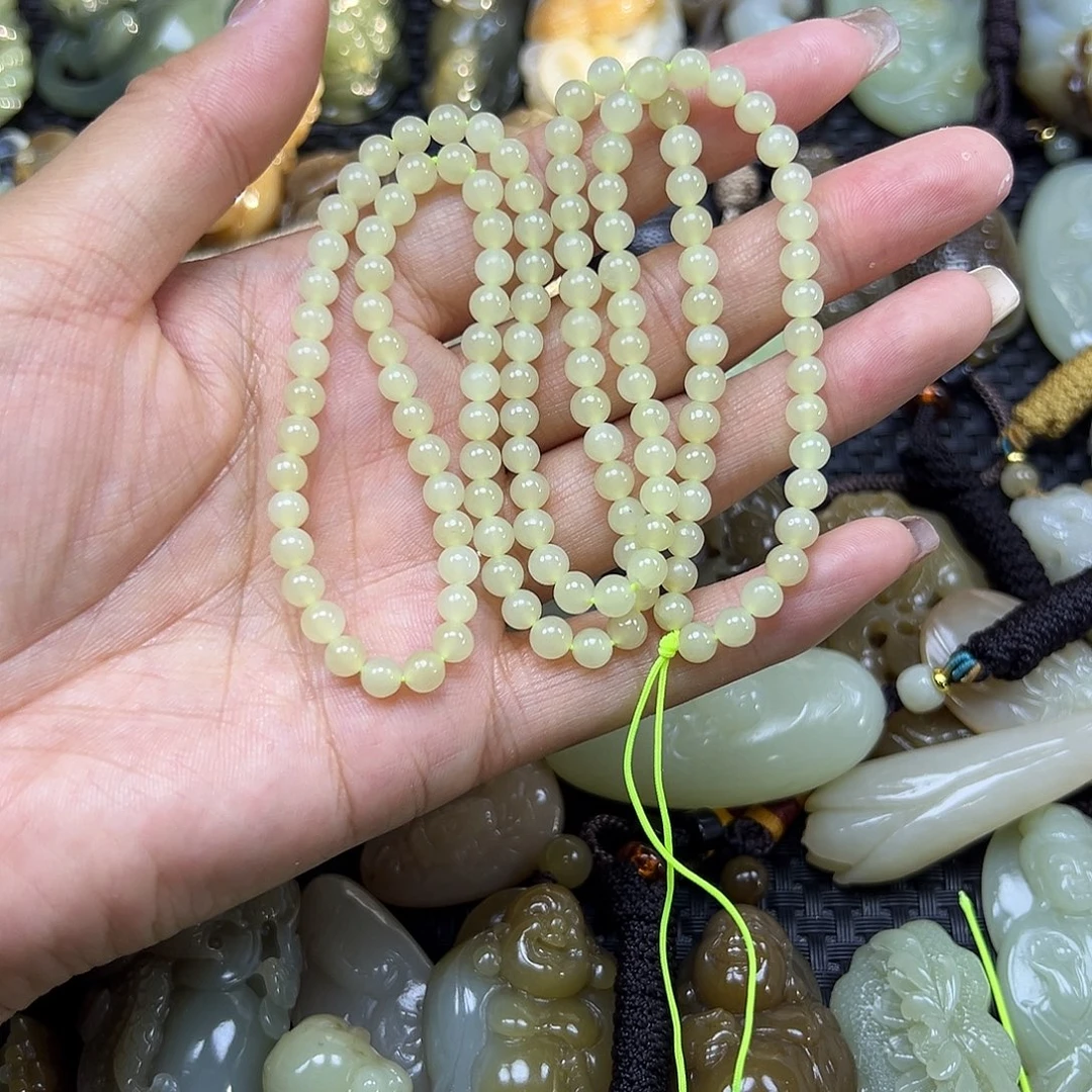 和田玉未镶嵌颈饰卡5多圈