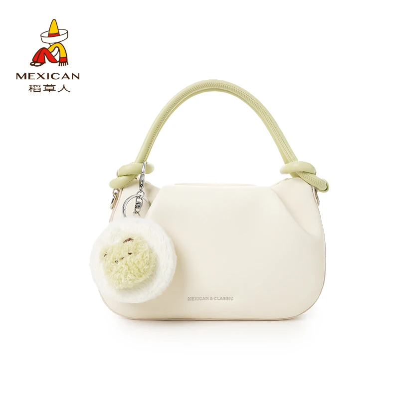 稻草人2025新款猫猫脸囧囧褶皱云朵包百搭通勤单肩斜挎手拎包包