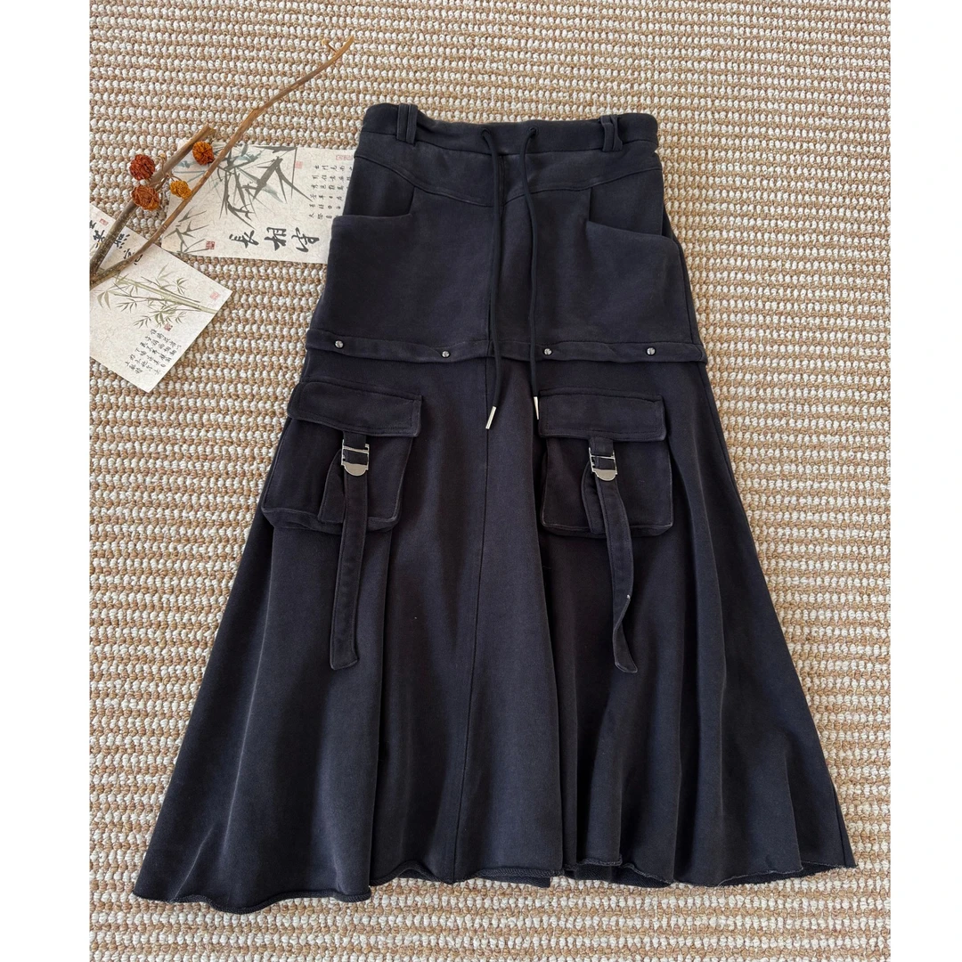 Q353  秋冬新款口袋百搭休闲半身裙