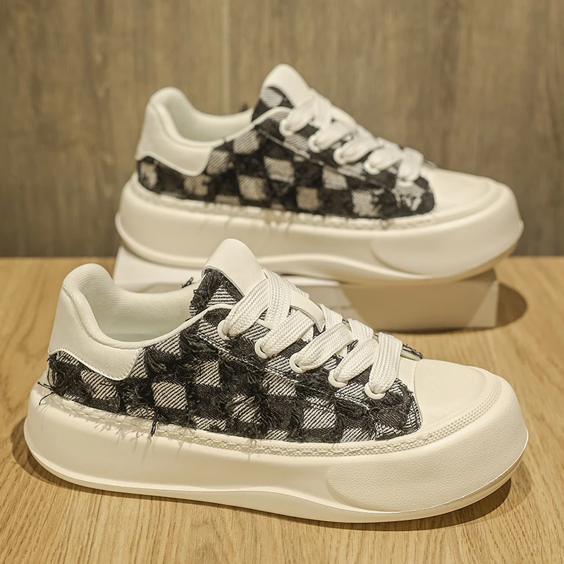 男鞋夏季透气休闲牛仔布潮鞋男士百搭橡塑厚底增高痞帅运动板鞋