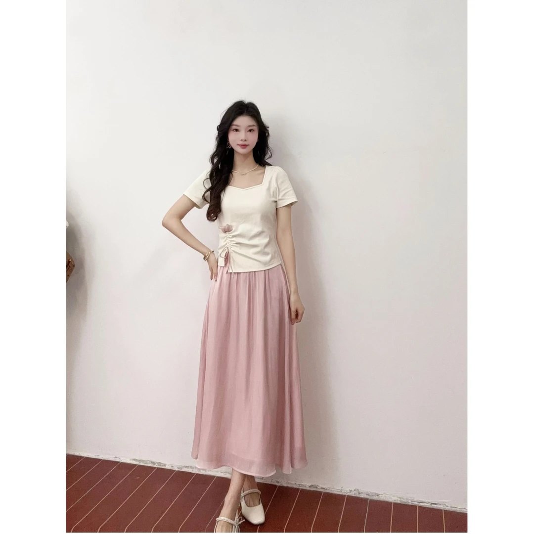 IEF/爱依服两件套2025夏季新款高级温柔淑女显瘦上下套裙流光风