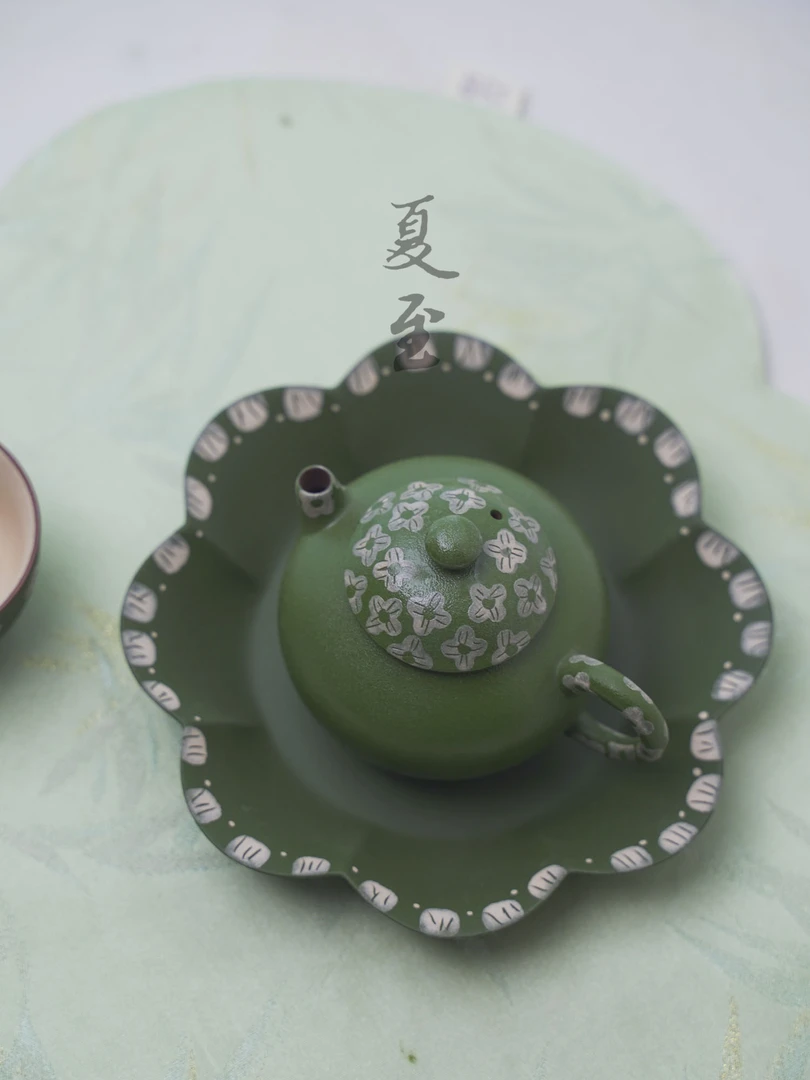 【夏至】140粗陶手绘棱花空梦茶壶釉下青花家用陶瓷茶具泡茶壶