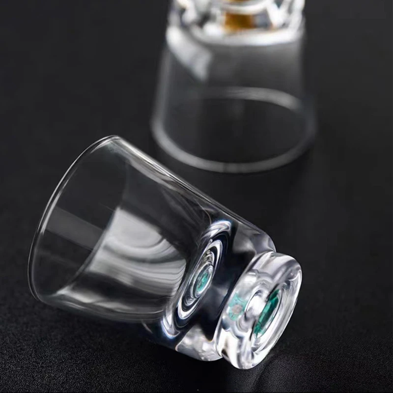 拍一发二水晶茶杯金箔品茗杯绿松石主人杯茶杯功夫茶具透明单杯