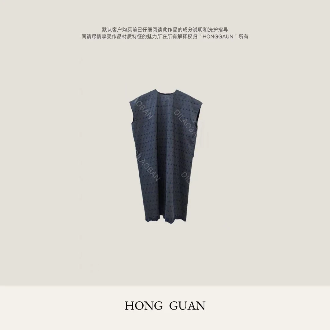 H·G【落日剪影】2419   新款时尚百搭气质刺绣花无袖连衣裙