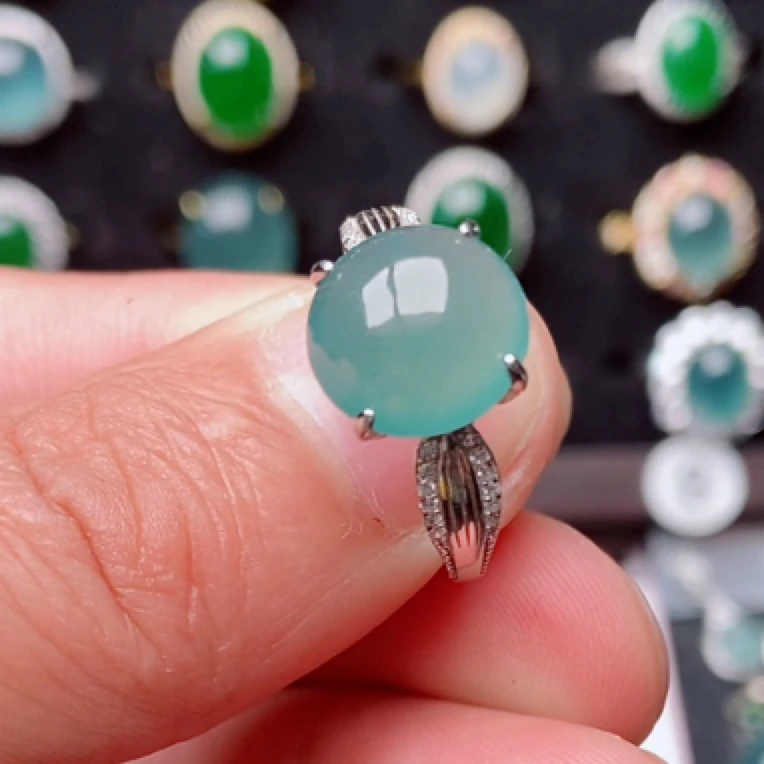 S925银镶嵌纯天然a货翡翠戒指