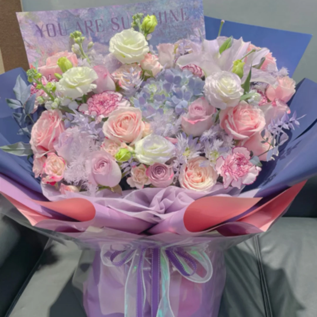 优雅别致「紫色系如图制作高级花束」