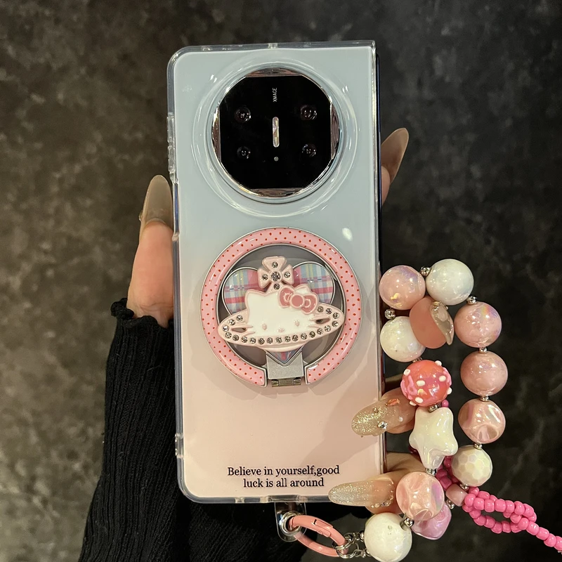 西太后kitty磁吸支架适用华为MateX6折叠屏手机壳渐变粉蓝MateX5