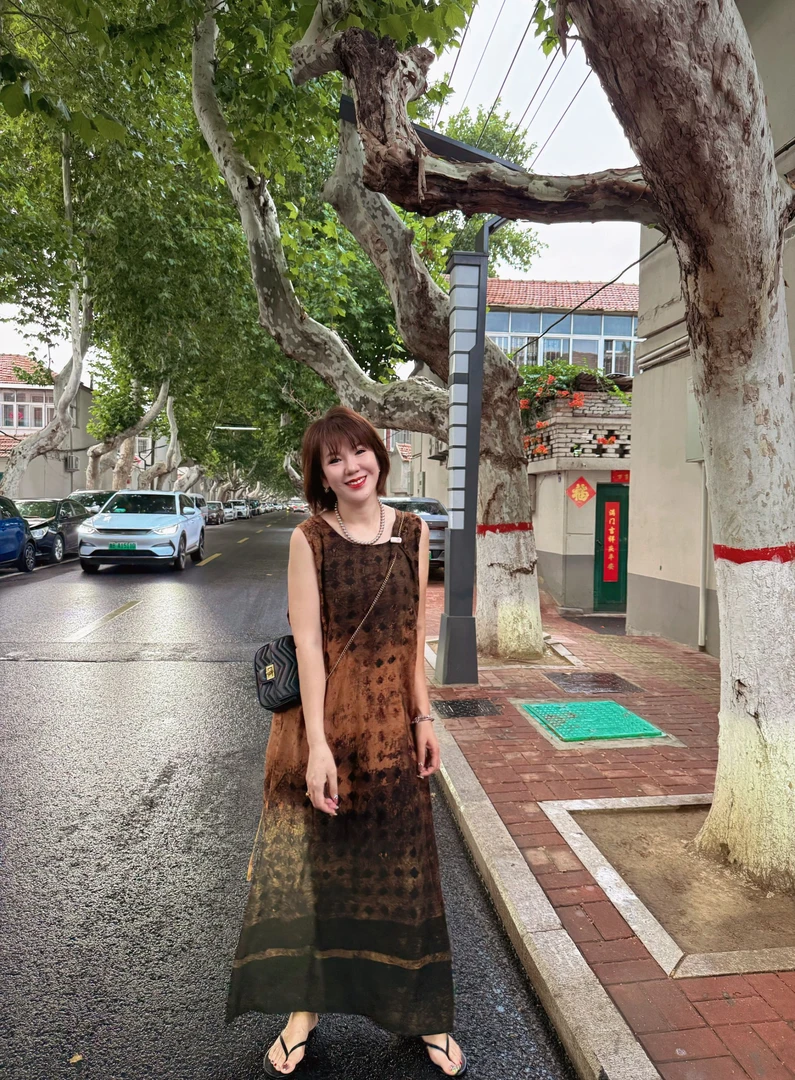 木子静-「庞贝贝」时尚气质复古民族风设计感棉绸背心连衣裙