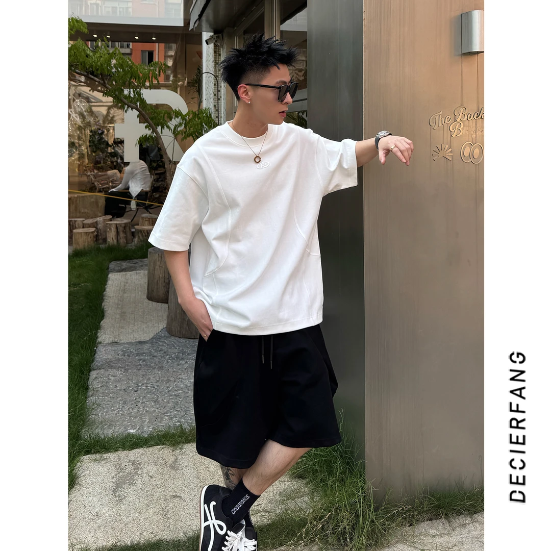 夏季新款25ss重磅定制面料 高级感刺绣 拼接工艺简约百搭上衣