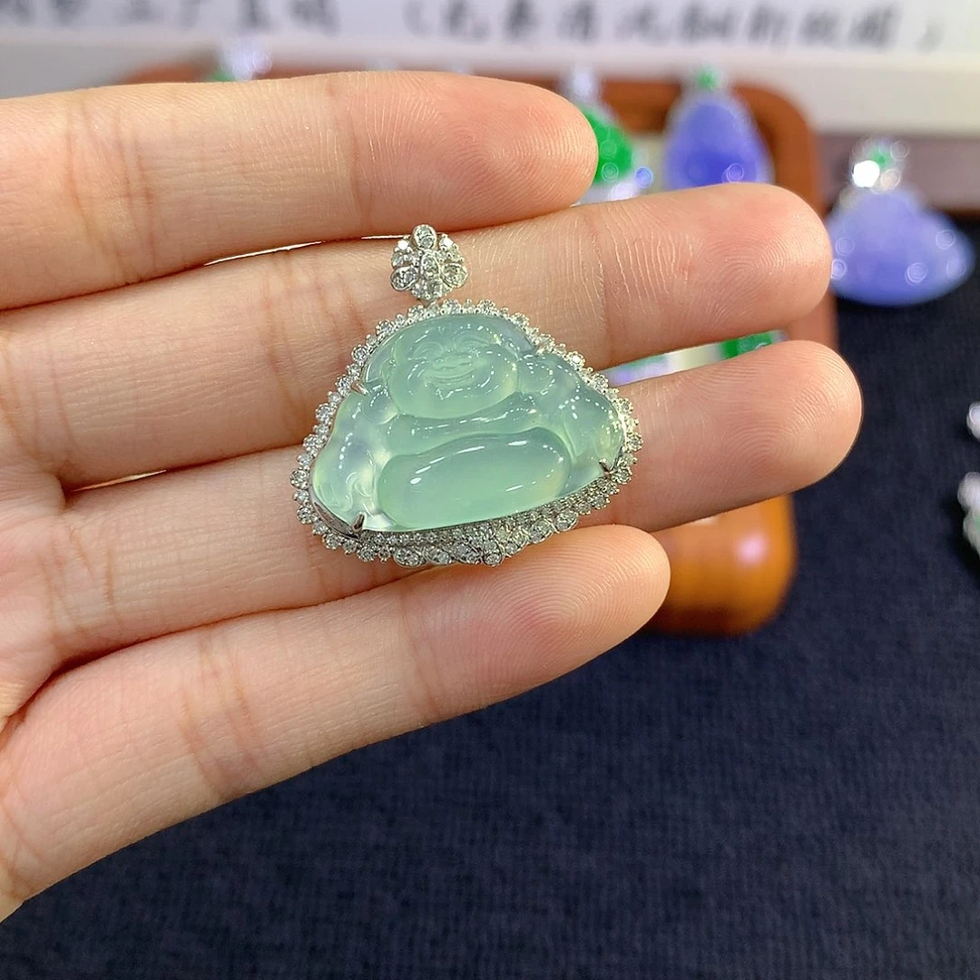 【闪购商品】吊坠(不含链)18K金镶嵌翡翠佛公