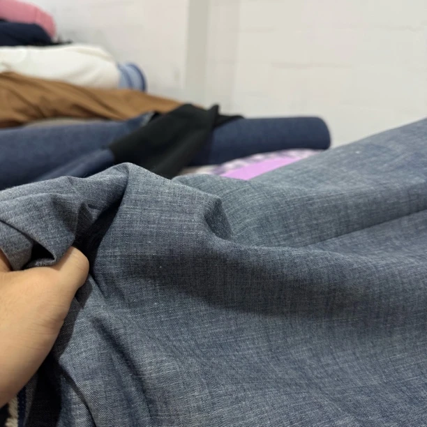 27 纯植物高含量亚麻牛仔面料3米 百分之65左右亚麻 柔软不扎