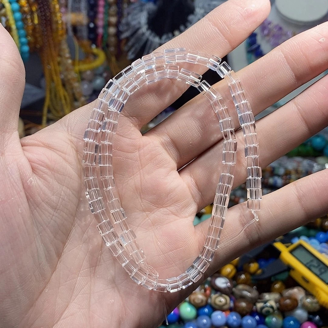 石英质玉未镶嵌，净体天然白水晶方糖4×4mm，