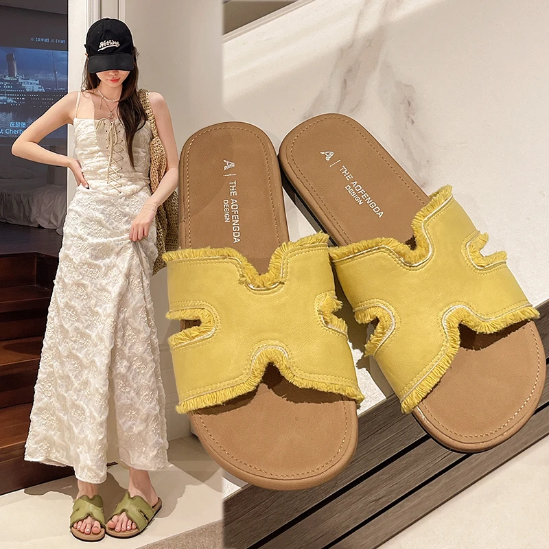 爆款露趾软底一字拖鞋女外穿夏季2025年新款休闲轻便懒人平底凉拖