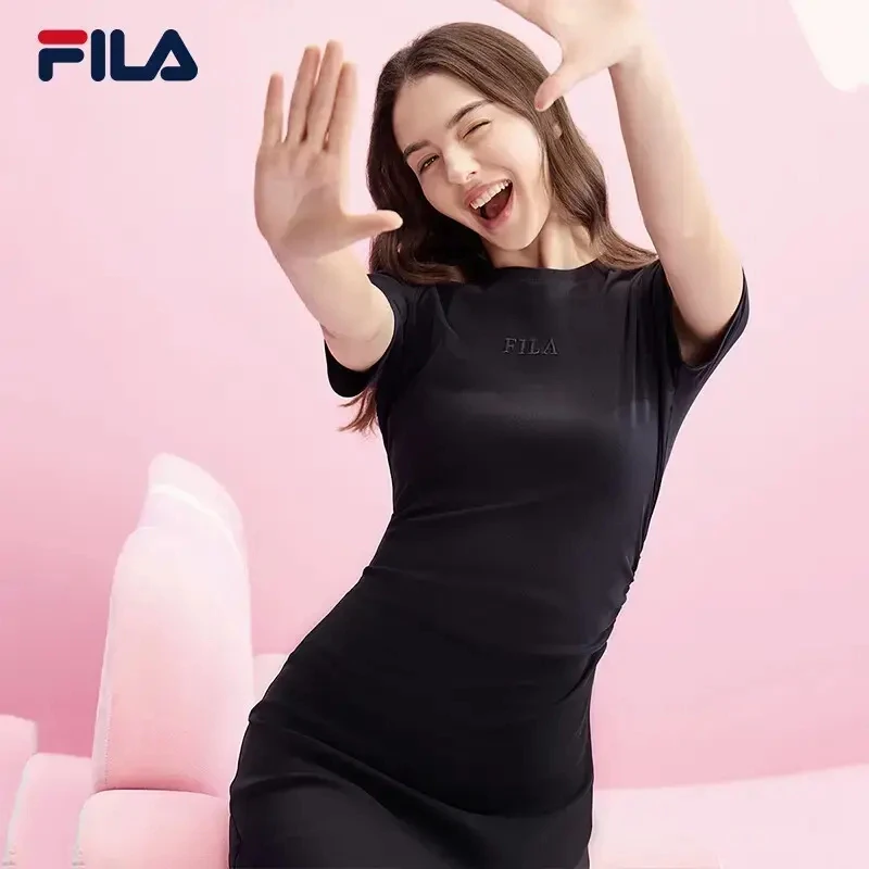 【欧若风】Fila/斐乐女舒适遮肉显瘦运动连衣裙夏季裙子F51W439302F