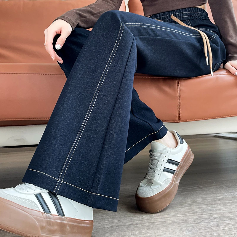 高品质微喇牛仔裤女2025春秋新款高腰显瘦弹力修身马蹄喇叭裤子